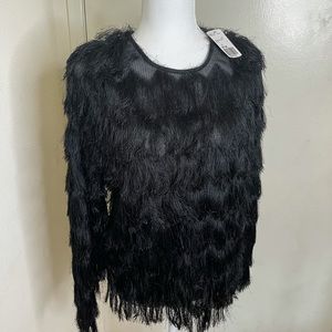 Forever21 black long sleeve eyelash fringe sweater